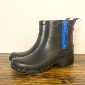 Lucky Brand Black Ankle Boots with Blue Zipper